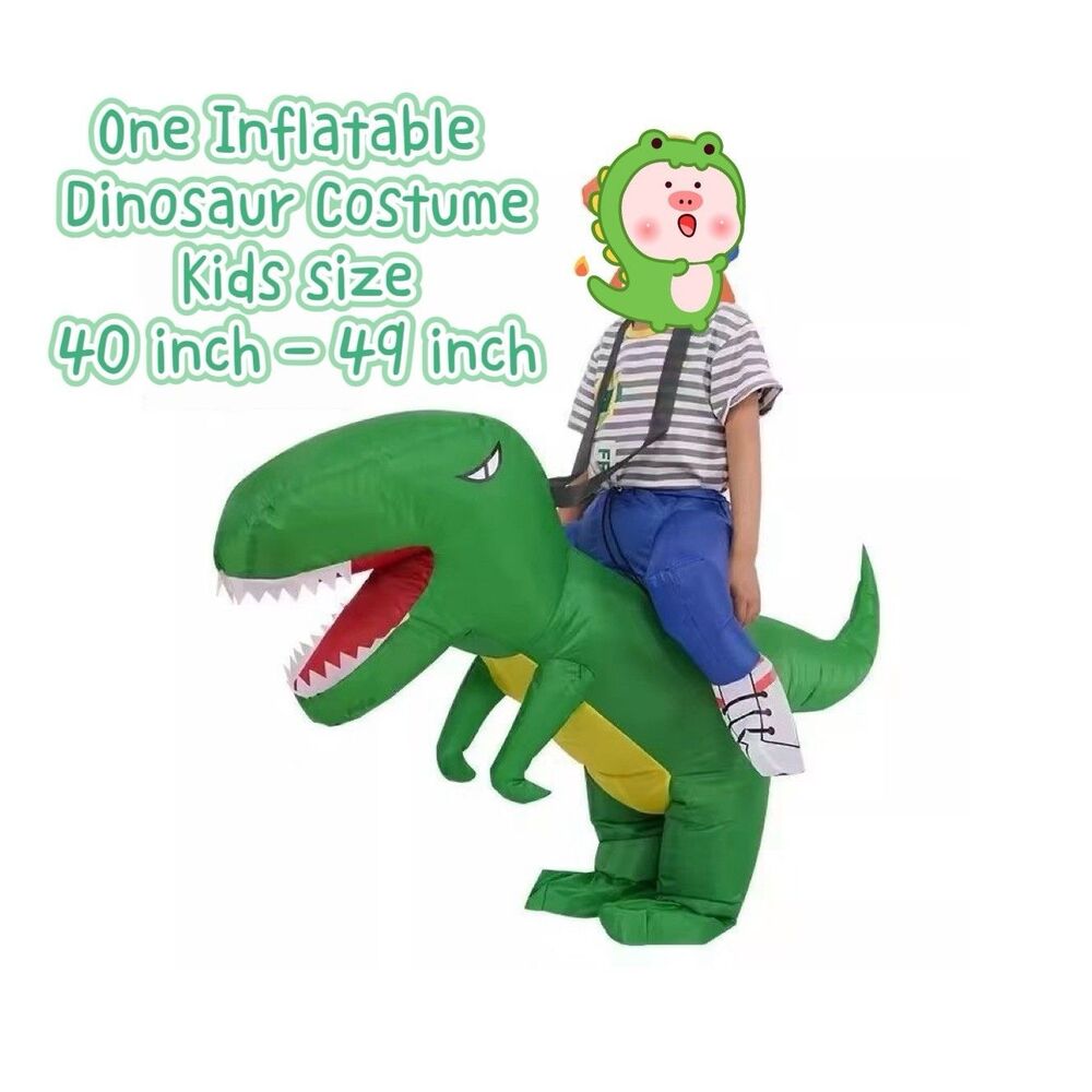 Halloween Cosplay Inflatable Dinosaur Ride-On T Rex Costume Kids Size 6 7 W/Fan